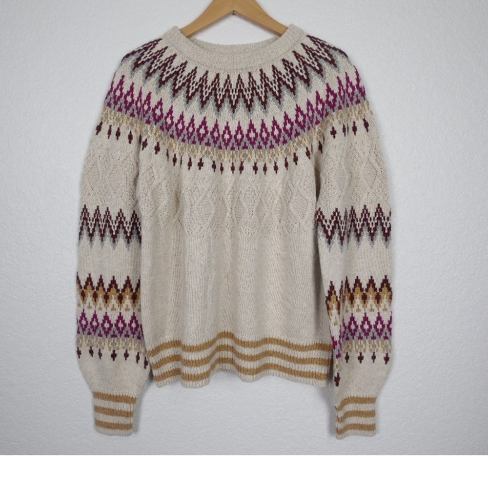 Sundance Fair Isle Womens Sweater SZ Small Cream